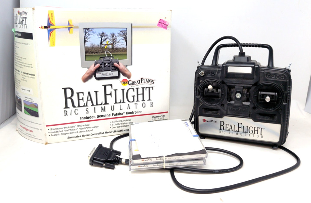 Vintage Great Planes Real Flight R/C Simulator with Futaba Controller box game
